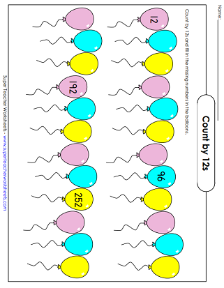 Count By 12s - Printable Worksheets