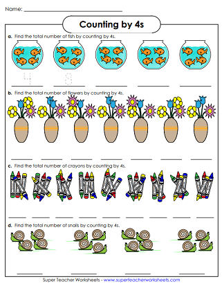 Count By 4s Worksheets (Printable)