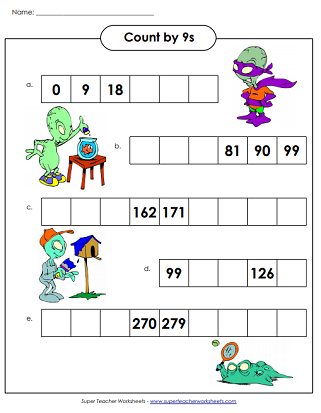 Skip Counting By 9s Worksheets