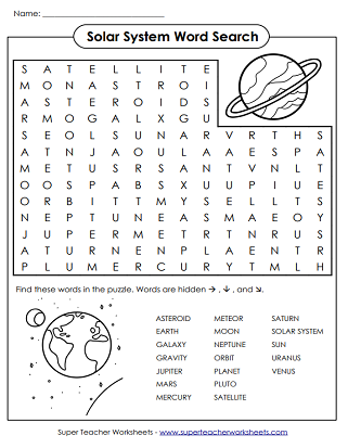 Solar System Word Search Puzzle