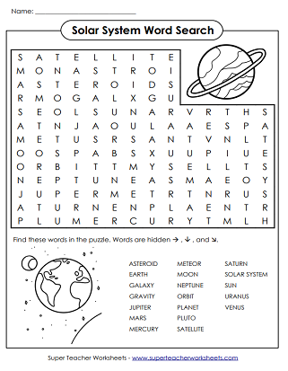 Solar System and Planets Worksheets