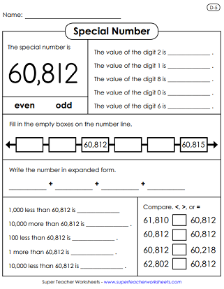 Printable Special Number Worksheets
