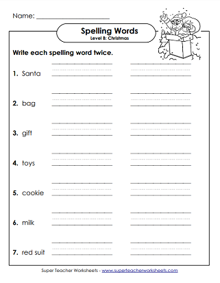 Christmas Spelling Worksheets - Write Twice