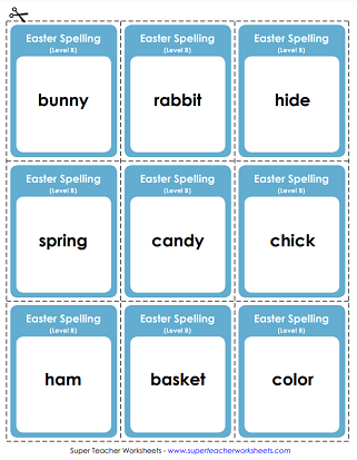 Easter Spelling Worksheets - Flashcards