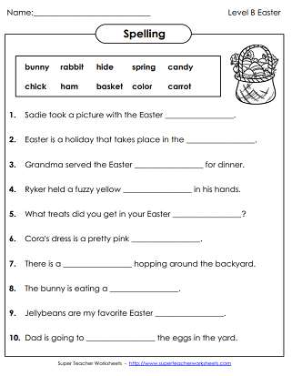 Easter Spelling Worksheets