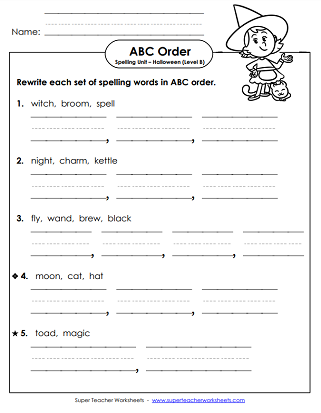 Spelling Worksheets - ABC Order