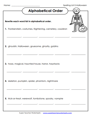 Spelling Worksheets - ABC Order