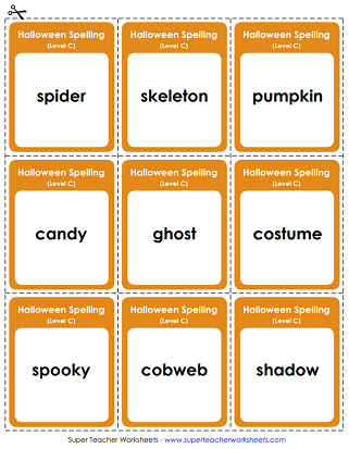 Halloween Spelling Worksheets - Flashcards