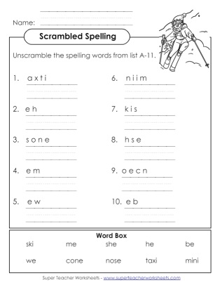 First Grade Spelling Scrambled Words First Grade Spelling Scrambled Words