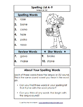 1st Grade Spelling - Long O