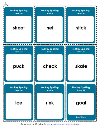 1st Grade Printable Spelling List Flashcards Hockey Theme Words Worksheet 1st Grade Printable Spelling List Flashcards Hockey Theme Words Worksheet
