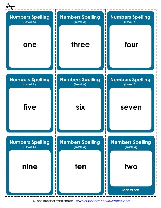 1st Grade Printable Spelling List Theme Number Words Flashcards Worksheet