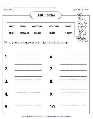 Second Grade Spelling Worksheets - ABC Second Grade Spelling Worksheets - ABC