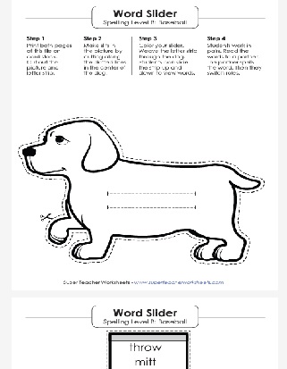 2nd Grade Printable Spelling List Theme Baseball Words Word Slider Worksheet