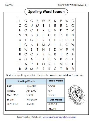 2nd Spelling Word Search Theme Words