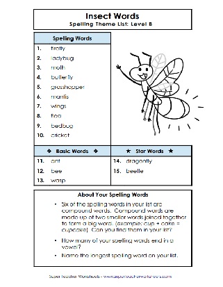 Spelling List - Insects
