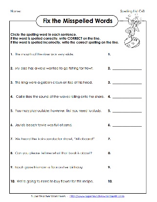 3rd Grade Spelling Worksheet - C8