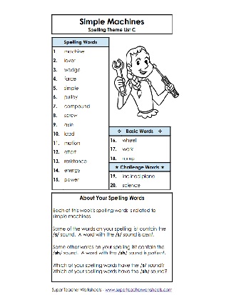 Simple Machines Spelling List