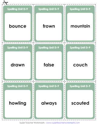 Flashcards Spelling Fourth Grade