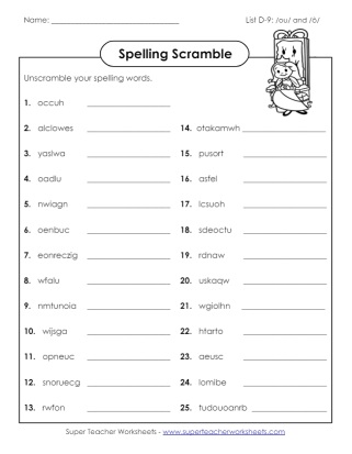 Grade 4 Spelling Scramble