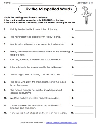 5th Grade Spelling Worksheets