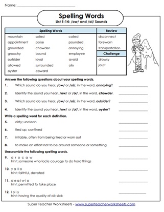 5th Grade Spelling Worksheet