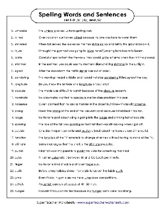 Sentences Used for Students When Taking Spelling Tests 5th Grade Spelling Words with Short i, o, or 