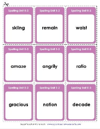5th Grade Flash Cards Words that have Long a or Long e Vowel Sounds Worksheet
