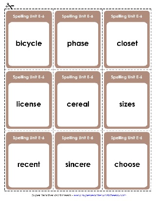 5th Grade Spelling List Words With The S or Z Sound Flashcards Worksheet