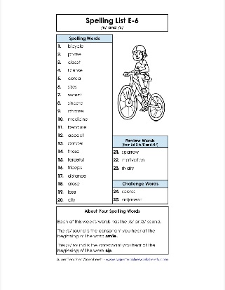 5th Grade Spelling List Words With The S or Z Sound Worksheet