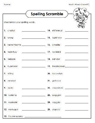 Spelling Worksheets - 5th Grade