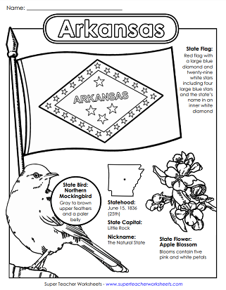 50 States Worksheets - State Flag