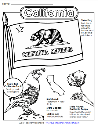 California Worksheet - Flag & Symbols