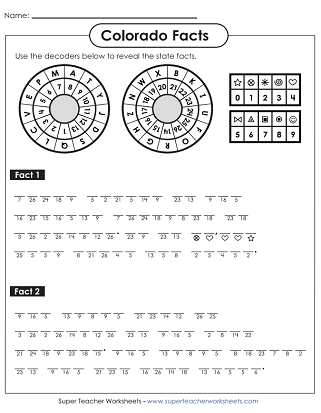State of Colorado Worksheets - Puzzles