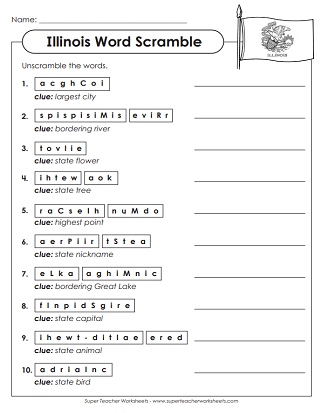 State of Illinois Worksheets - Puzzles