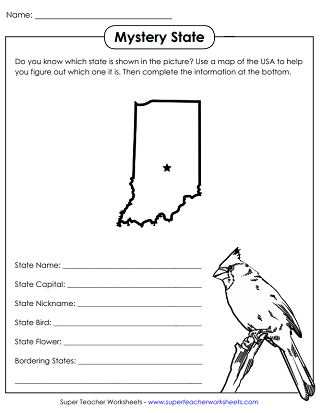 50 States Worksheets - Indiana