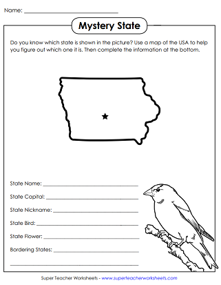 Iowa Worksheets - Mystery State Activity