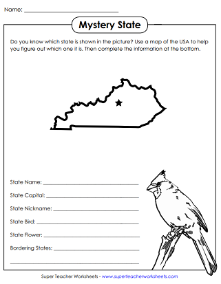 State of Kentucky - Mystery State Activity