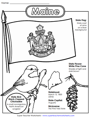 Maine Worksheets - State Symbols