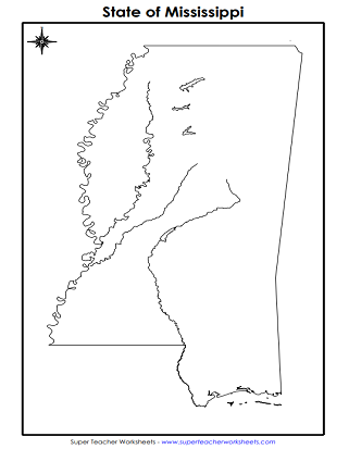 Mississippi Worksheets - Blank State Map
