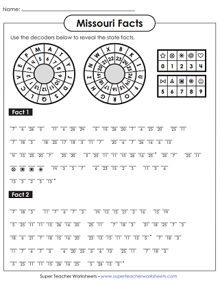 State of Missouri Worksheets - Puzzle