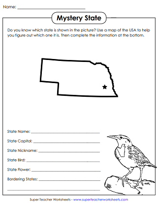 Nebraska Worksheets - Mystery State Activity Nebraska Worksheets - Mystery State Activity