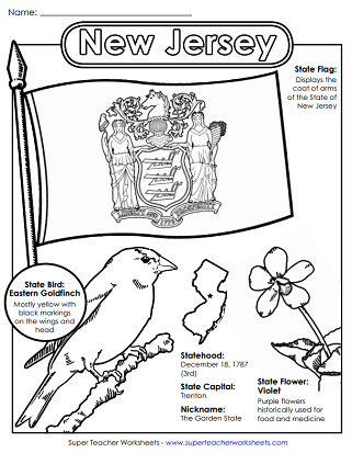 New Jersey Worksheets - State Symbols