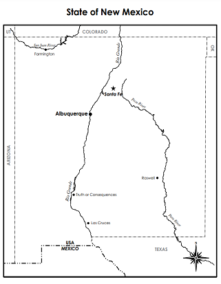 New Mexico Labeled State Map