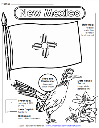 New Mexico Worksheets - State Symbols