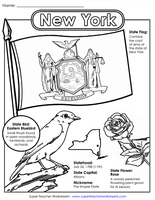 New York Worksheets - State Symbols
