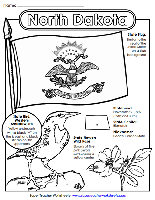 North Dakota Worksheets - State Symbols