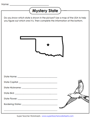 State of Oklahoma Printable Worksheets