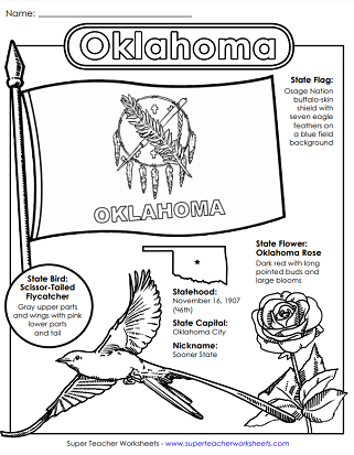 Oklahoma Worksheets - State Symbols