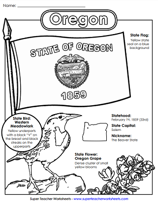 Oregon Worksheets - State Symbols
